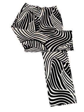 Chicos Travelers Size 2 (large) Black and White Zebra Print Pants